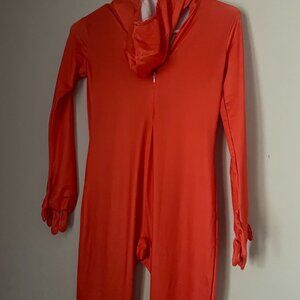 Orange Full-Body Hooded Bodysuit Costume